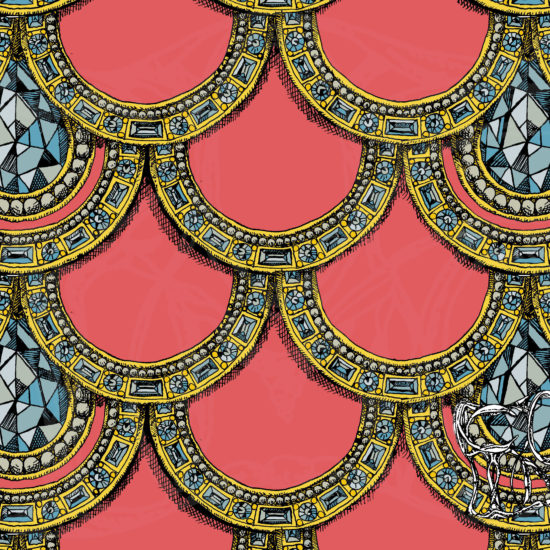 Juno Fishscale pattern Jewels by J. Cosimo for Cosimo Collection.