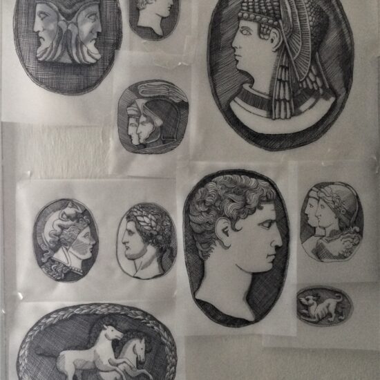 hand printed texile CORSINI CAMEOS by J. Cosimo for COSIMO COLLECTION