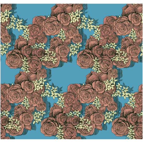 Romula Roses Brick Repeat Tile is a repeat tile element using a brick repeat formulation. This element is using just the initial floral composition as a repeated element.